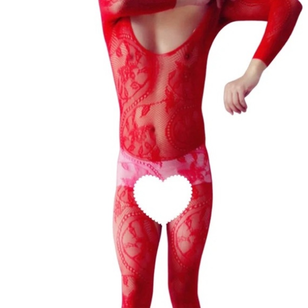 Men's Pantyhose, One-piece Lingerie Exotic Man Fishnet Bodysuit, Open Crotch - Picture 5 of 9